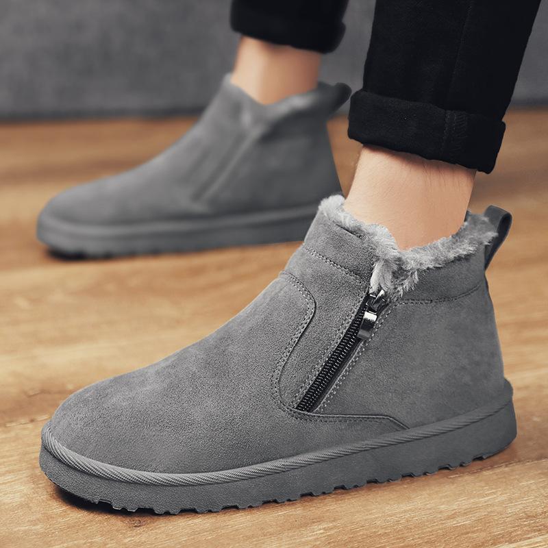 Мужские зимние ботинки из натуральной кожи, удобные бархатные теплые зимние ботинки с высоким берцем, хлопковая мужская обувь на коротком меху