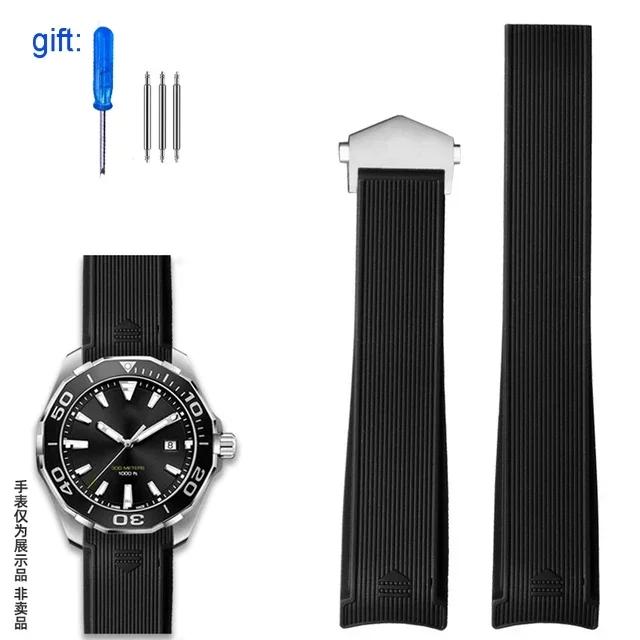 Для TAG Heuer силиконовый ремешок WAY201 Jingqian 300/500 Carlisla серия TAG мужские часы резиновый ремешок Складная застежка ремешки для часов