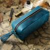 Retro Crazy Horse Leather Zipper Pencil Case - Large Capacity, First Layer Cowhide Stationery Bag