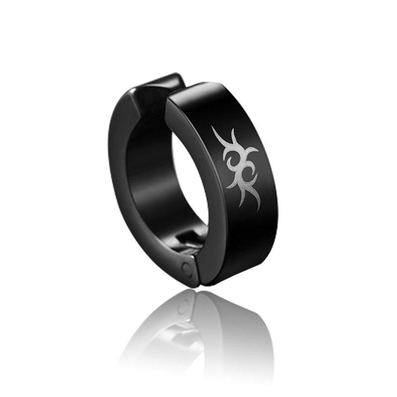 2pcs Unisex Stainless Steel Punk Man Black Drop Earrings Geometry Triangle Star Cross Fish Love Feather Party Multiple Gothic