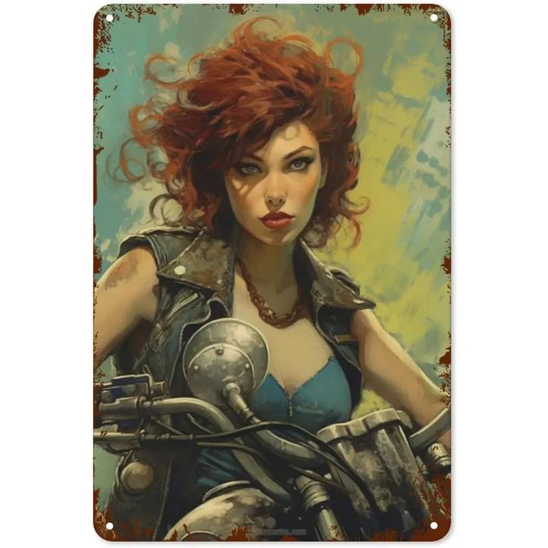 Металлические жестяные вывески для девочек и женщин, винтажные мотоциклетные забавные художественные настенные украшения для дома, мужчины, пещеры, гаража, кафе, баров, пабы
