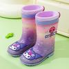 Children's Rain Boots Girls Non-Slip Elementary School Students Toddler Outdoor Water Boots Girl Waterproof Shoes Princess Crystal Shoes