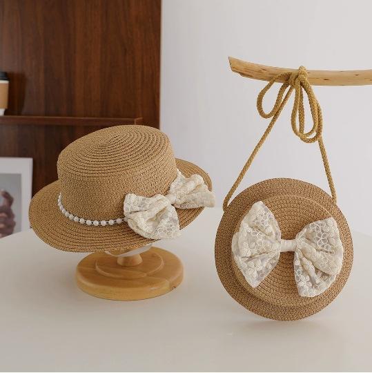 Summer Children's Sun Protection Beach Straw Hat Princess Girl's Vacation Woven Sun Hat