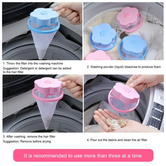 Фильтр-мешок в форме сливы Губчатый блок Фильтр для стиральной машины Улавливатель волос Многоразовый сетчатый фильтр для стиральной машины