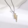 Unisex Minimalist Hip-Hop Lightning Pendant with Full Diamond Design