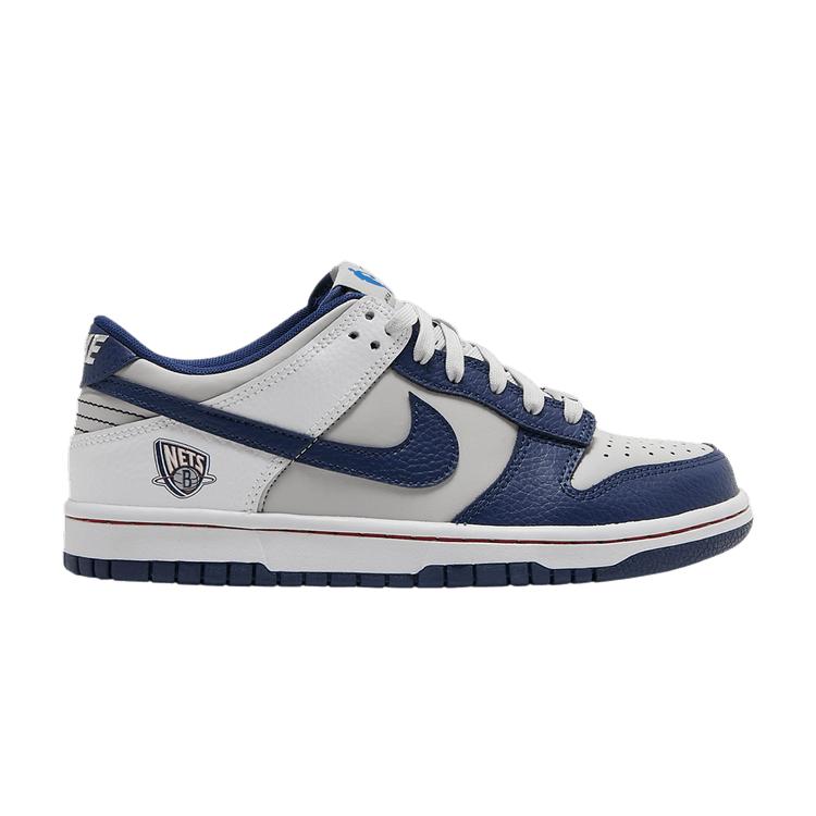 Детские кроссовки Nike Dunk Low EMB 75-летие НБА Бруклин Нетс (GS) Серый туман/Белый/Синяя пустота/Синяя пустота