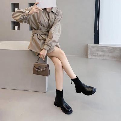 Женские британские ретро ботинки Мартин 2025: Осень/Зима, Застежка-молния сзади, Короткий, Универсальный, Толстая подошва, Облегающий крой, Эластичный.