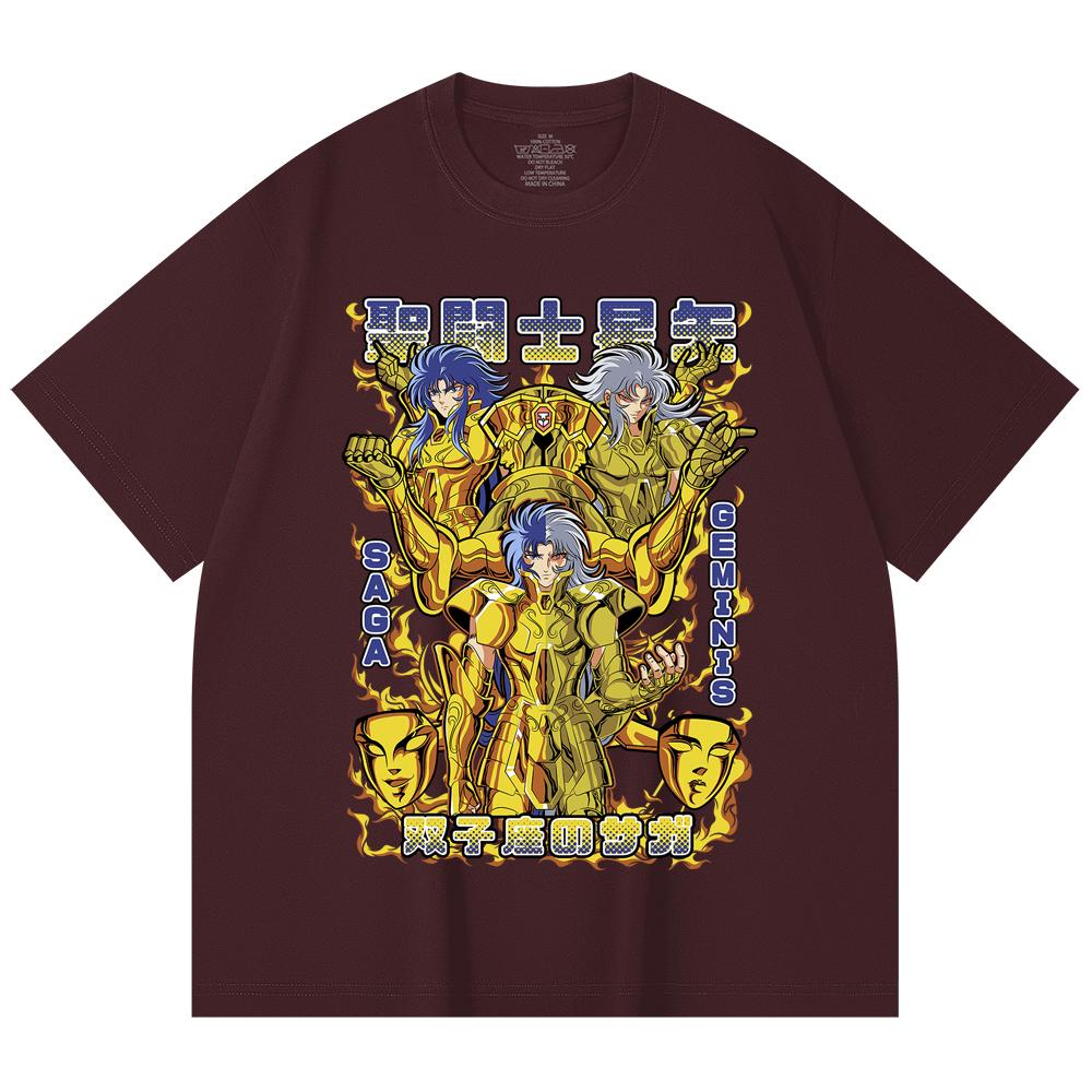 230 Gsm 100% Cotton Saint Seiya V21 Gemini Print Unisex Heavy Cotton T Shirt