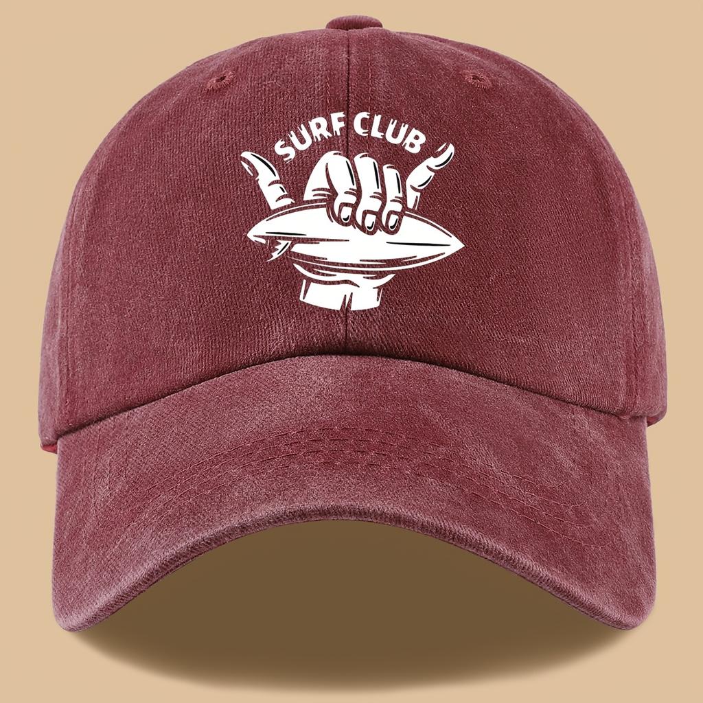 Surf Club Theme Printed Baseball Cap 'SURF CLUB' English Printed Design Breathable Sun Hat