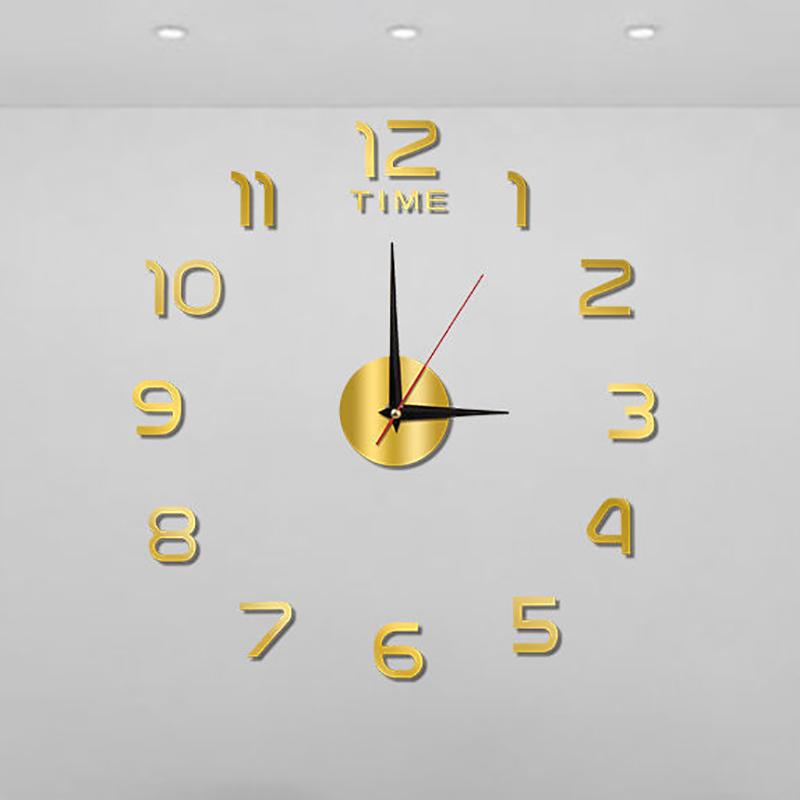 Часы для украшения спальни, большие настенные часы 2D, гостиная, большой сад, акриловое зеркало, наклейка, украшение, искусство, декор, часы, цифровые