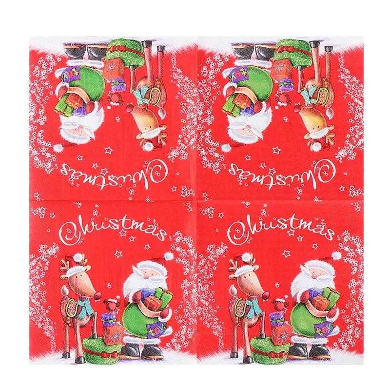 20pcs/Pac 33*33cm 2-Ply Disposable Party Napkin Christmas Pattern