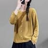 Sweaters Coat Cardigan for Women Retro Literary Solid Color Long Sleeve Knit Cardigan Sweaters Jacket