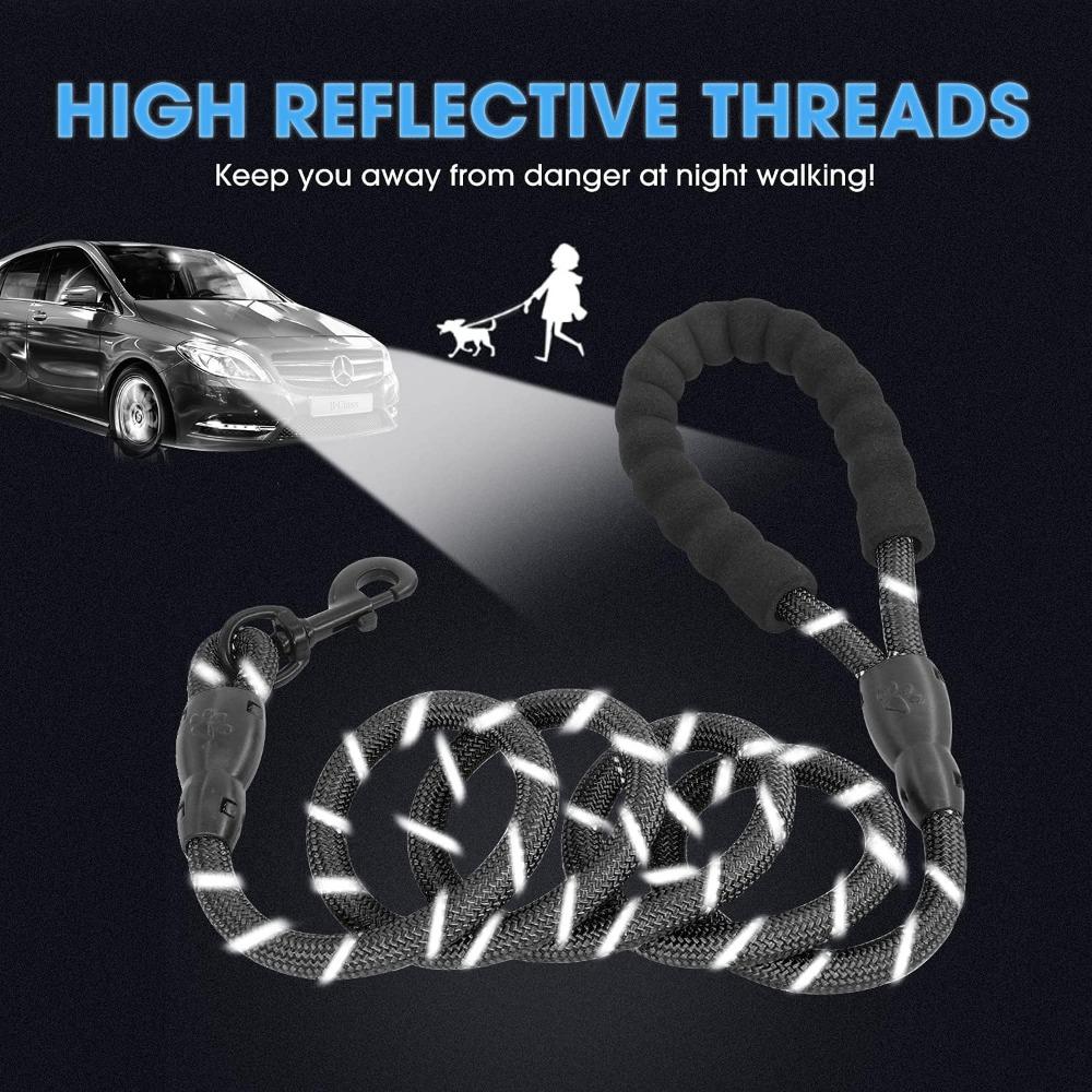 Товары для животных Поводок для собак со светоотражающими элементами, многоцветный прочный нейлоновый круглый поводок для больших и средних собак, удобная мягкая ручка