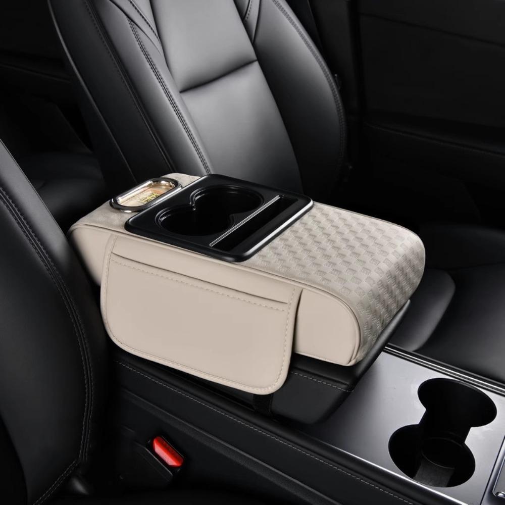 Portable Center Console Armrest Cushion Multifunctional with Cup Holder Tissue Box Car Armrest Pillow Height Increasing