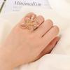 Shine Luxury Single Rhinestone Flower Big Flower Crystal Ring Open Adjustable Fairy Ring