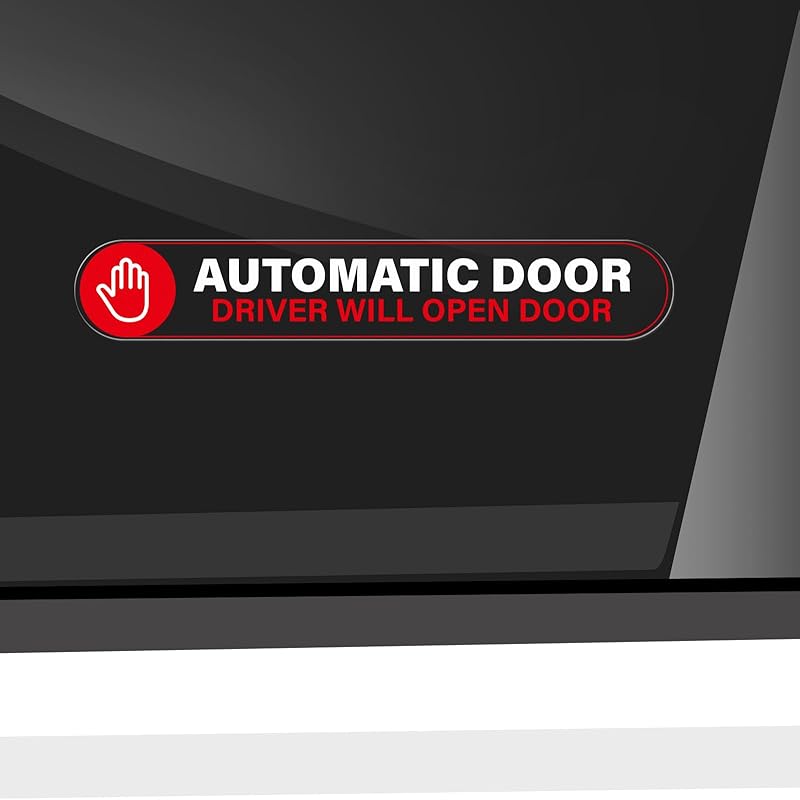 Automatic Door Car Sticker 4 × 2 Inches Vinyl Do Not Touch Driver Will Open Warning Sign Self Adhesive Removable Vehicle Taxi Decals Automatic