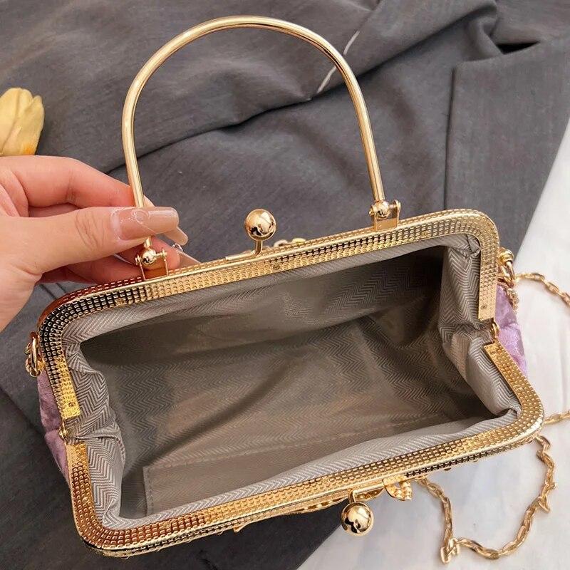 Роскошные женские бархатные сумки-мессенджеры, винтажные женские вечерние клатчи с ромбической решеткой, свадебная вечеринка, кошелек из флока для невесты и сумки