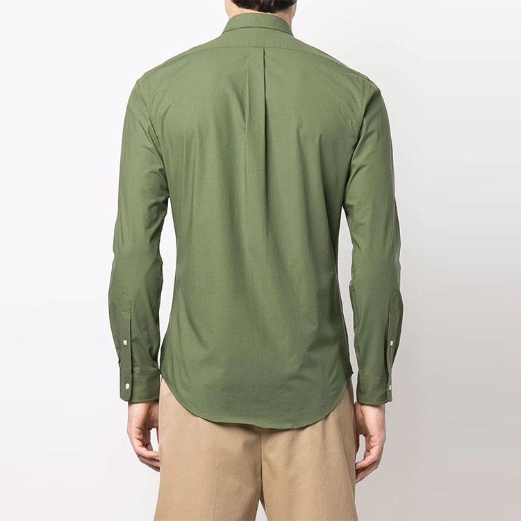 Polo Ralph Lauren SS22 Однотонная Повседневная Рубашка Поло с Длинным Рукавом Мужские рубашки Зеленый 710829424-013