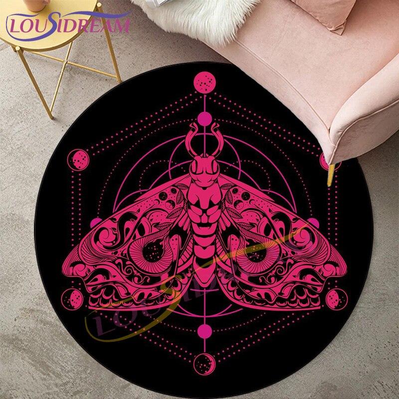 Ковры Death Moth для гостиной, ковер, готический череп, круглый ковер, напольный коврик, ковер с бабочкой, луной и звездой, коврик для двери