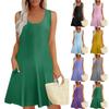 Womens Summer Dresses Loose  Sleeveless Sundresses Dress With Pockets