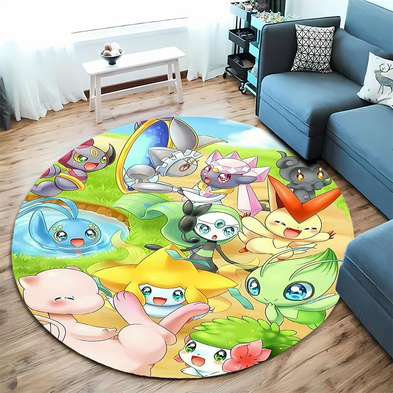 5 Sizes Classic Doraemon Print Round Carpet Living Room Anti-Slip Mat Bedroom Sofa Table Home Large Mat Gift for Kids and Adults