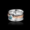 Кольцо Spinner, дизайнерское кольцо ручной работы, кольцо с голубым топазом, ювелирные изделия с камнем, двухцветное кольцо, кольцо унисекс, подарок для нее, серебряные украшения