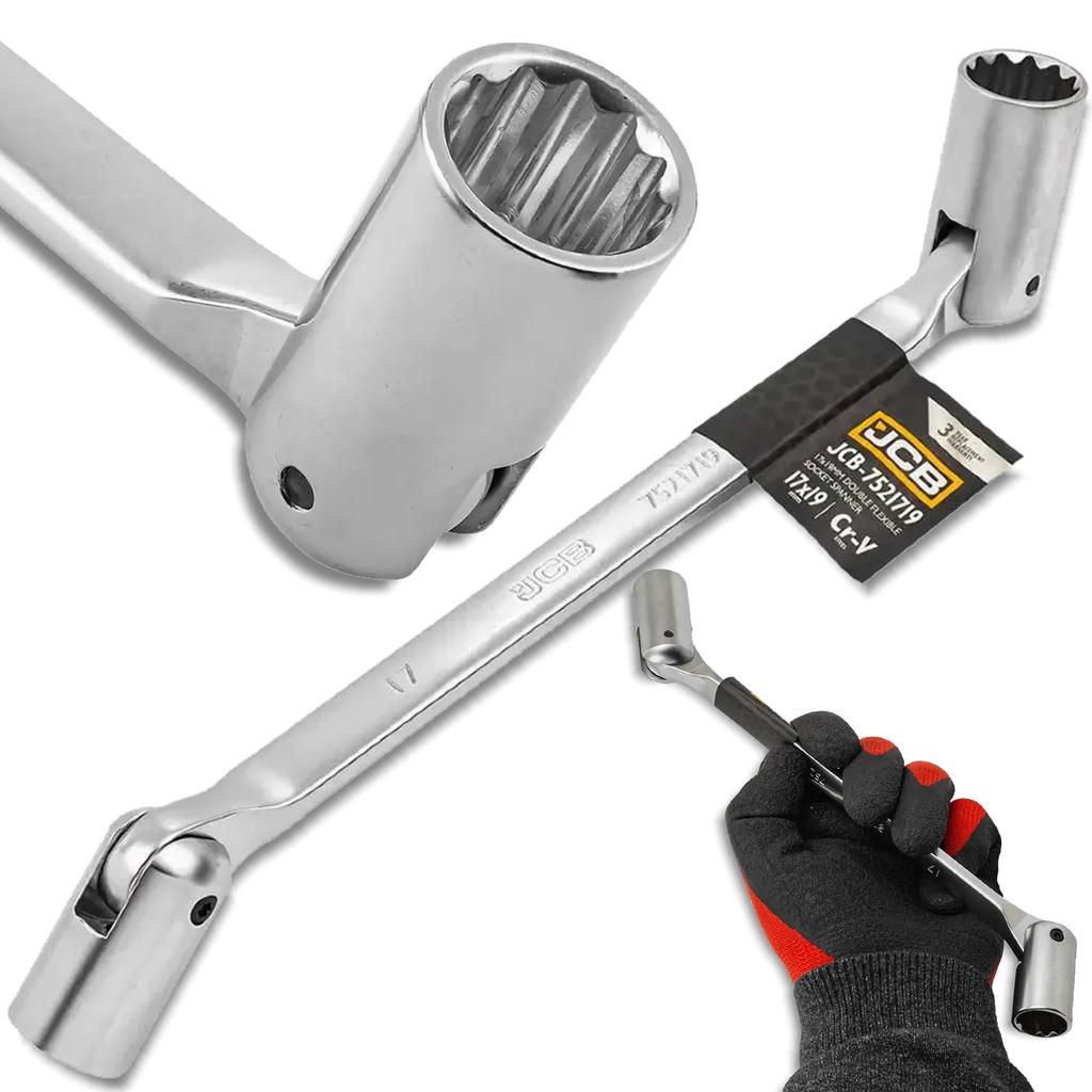 JCB Socket wrench 17-19mm double-ended Cr-V steel 12-point
