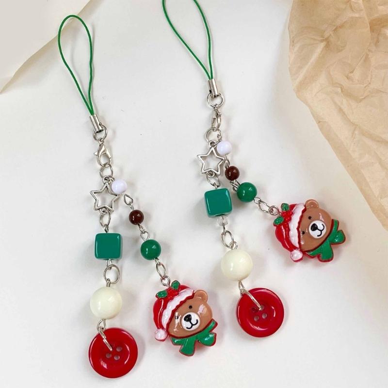 Adorable Gingerbreads Man Bear Designs Phone Strap Key Holder Unique Phone Lanyard Keychain for Cartoon Style Lovers