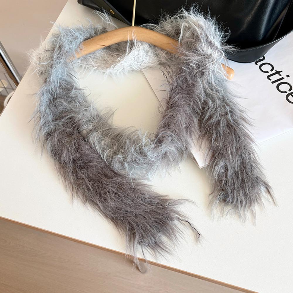 Субкультура Y2K искусственный мех шарф Harajuku чокер стример модный узкий длинный шарф для женщин