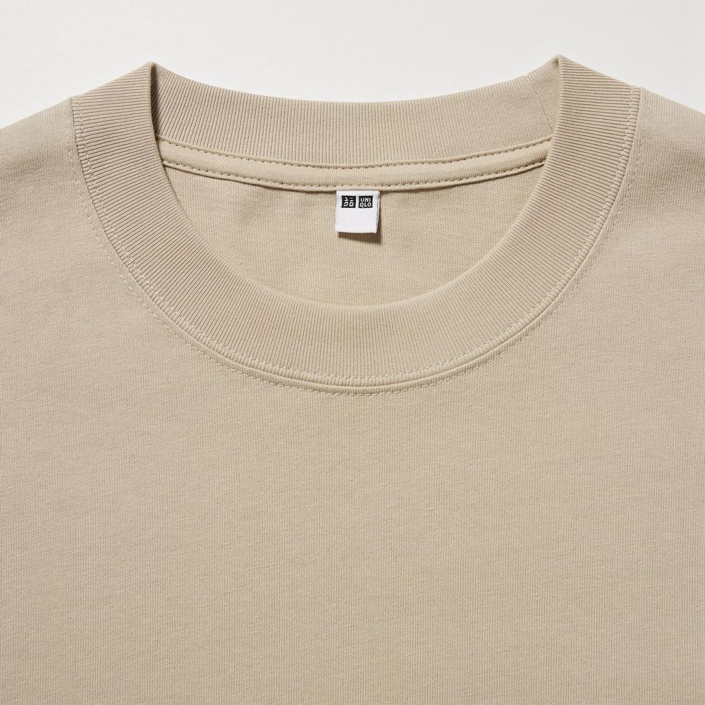 Uniqlo Однотонный свободный пуловер-свитшот с круглым вырезом Унисекс свитшот Хаки 455404-00