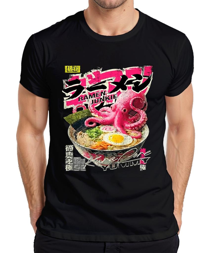 Ramen Junkie Japan Octopus Anime Manga Food Bowl Noodles Men's T-Shirt