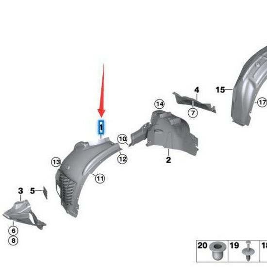 Передний подкрылок для BMW X6 F16 (51717333521/51717333522)