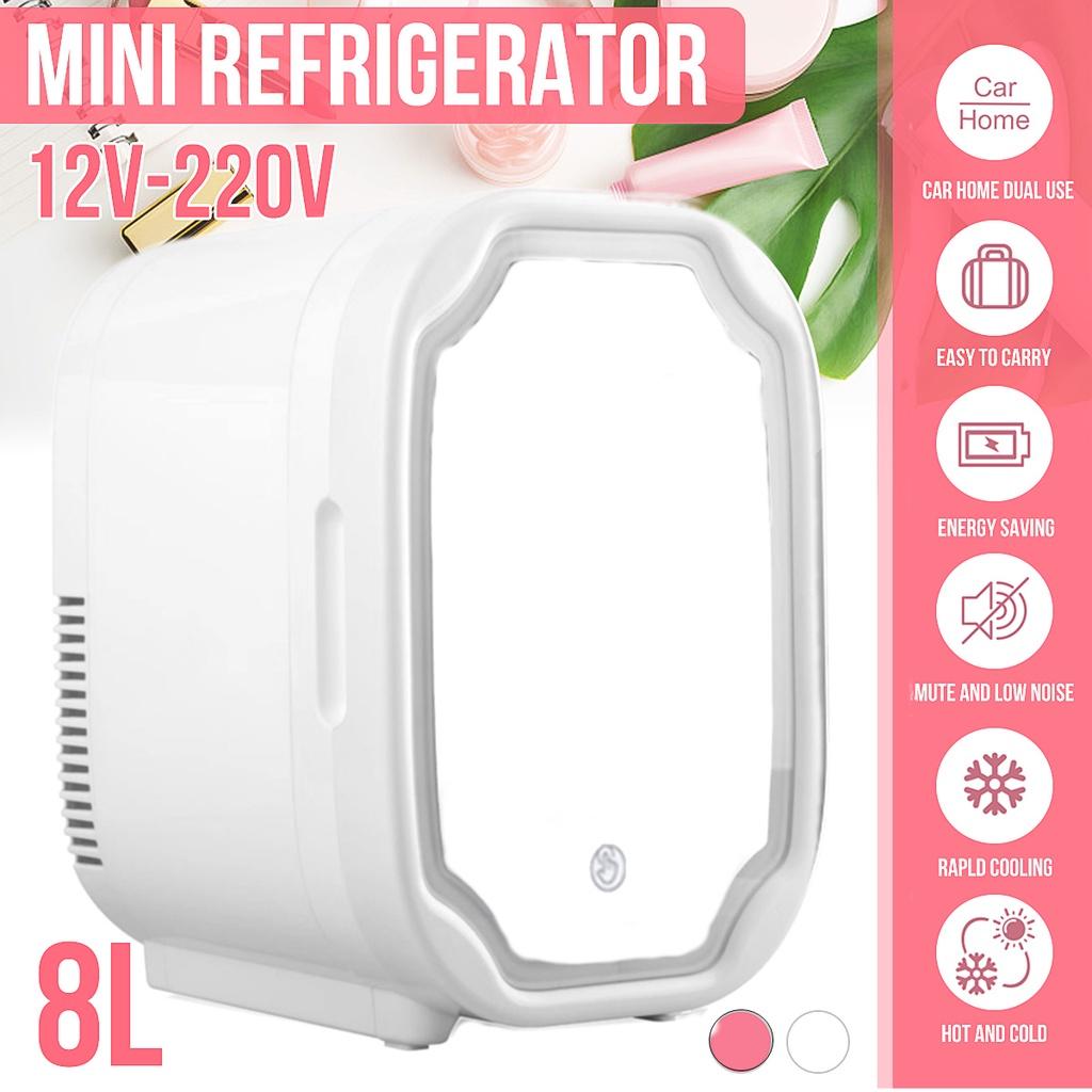 Beauty Fridge  Mini Portable Refrigerator For Cosmetics With Mirror Skincare Makeup Cooler Warmer Freezer For Car Home 8L 220/12V