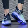 Skate Shoes for Kids LED Light Luminous Sneakers Children Two Wheels Shoes for Boys Girls with USB Charging