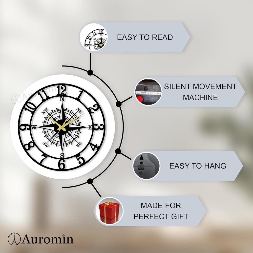 Modern Silent Wall Watch for Bedroom, Hall, Ofifice, Drawing Room | Decorative Wallclocks Big Size for Hall Large, Interior Design Items for Home