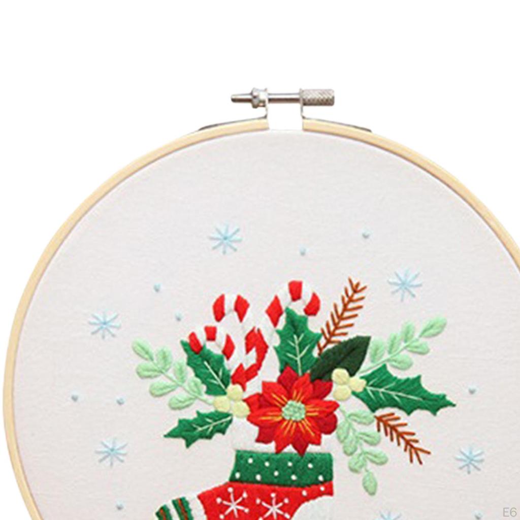 Christmas Embroidery Kit for Adults Craft Set Starters DIY Handwork Portable Art Hand