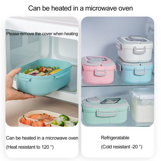 Коробка для обеда Двухслойная коробка для бенто Легко носить с собой Герметичный контейнер для обеда с коробкой для соуса для офисной школы