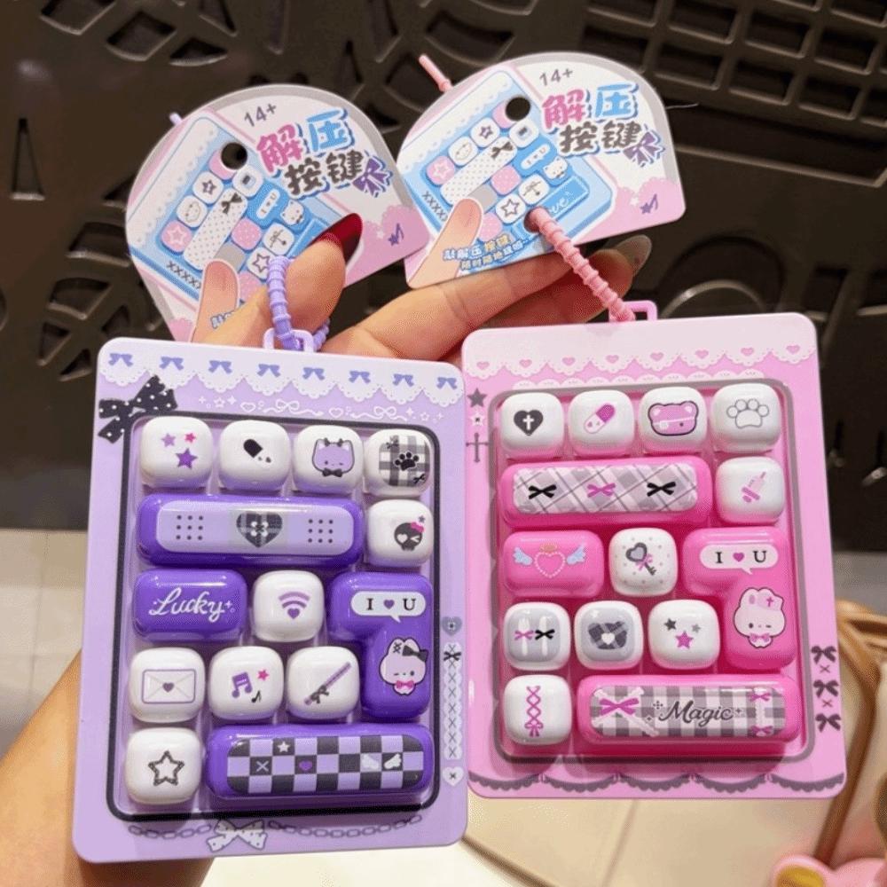 Cartoon Fingertip Button Keyring Cute Keyboard Clicker Keychain Bag Ornaments