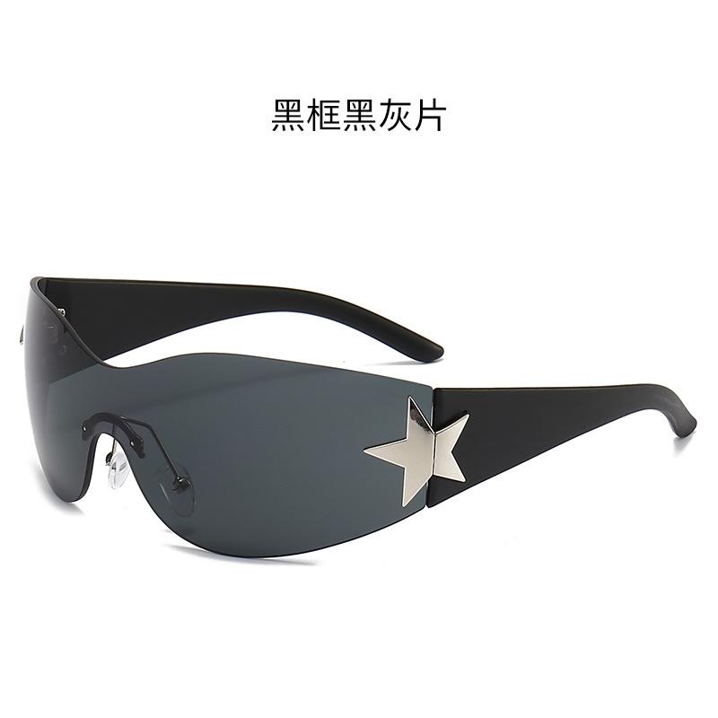 Цельные солнцезащитные очки в стиле панк, очки без оправы Y2k, большие спортивные солнцезащитные очки, оттенки 2000-х годов, очки UV400, женские очки с запахом