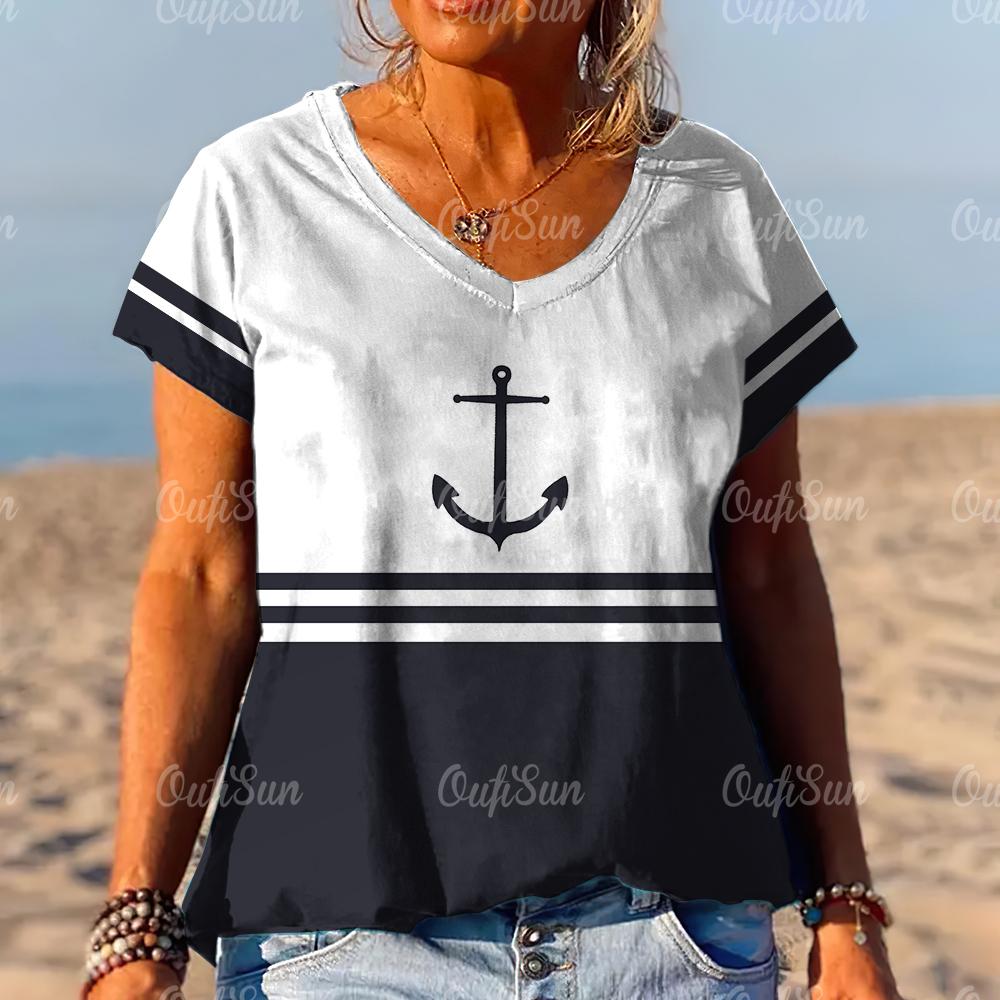 Новый стиль, женская футболка, летняя футболка с 3d принтом, полосатая женская одежда, дизайнерская футболка большого размера с коротким рукавом и v-образным вырезом, модная