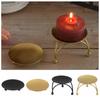 Festival Party Supplies Wrought Iron Candle Holder Round Plate Candlestick Craft Candelabra