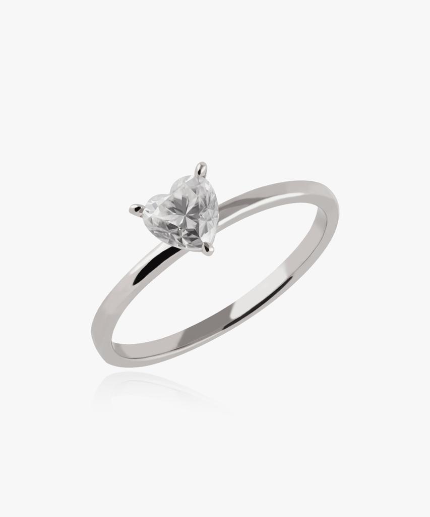Helene Jewelry Серебро 925 пробы 0,5 карата Муассанит огранки «сердце» Кольцо «Мисс» (Тип Б)
