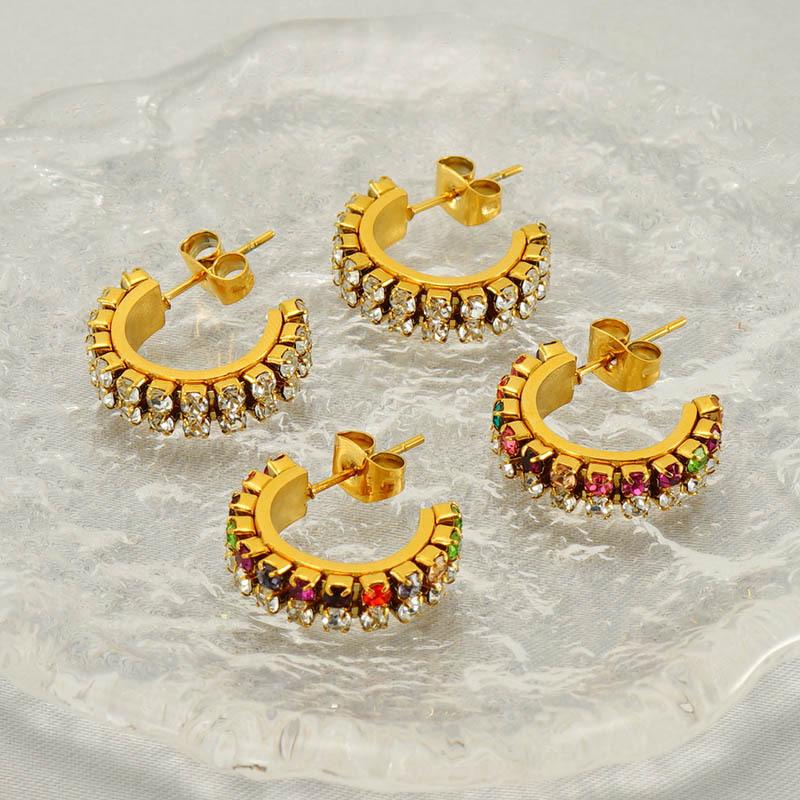 Fashion Stainless Steel Diamond Earrings Vintage Versatile Earrings Titanium Steel 18k Diamond Earrings Women