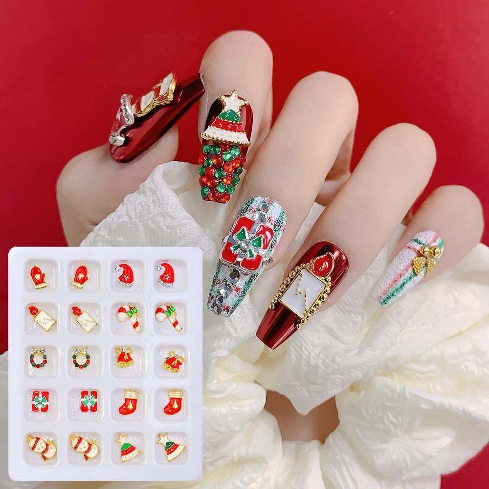 20Pcs/set Nail Supplies Christmas Nail Decorations Christmas Nail Accessories Manicurist
