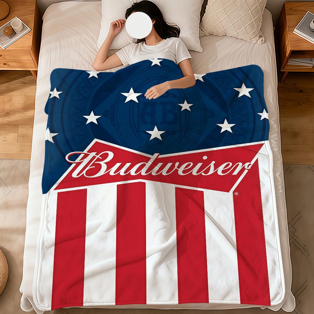 Cool Brand Fashion Beer Logo B-Bud Soft Warm Plush Blanket For Dorm Sofa Living Room Pet Hogar Bedroom Gift Nap Home Flannel