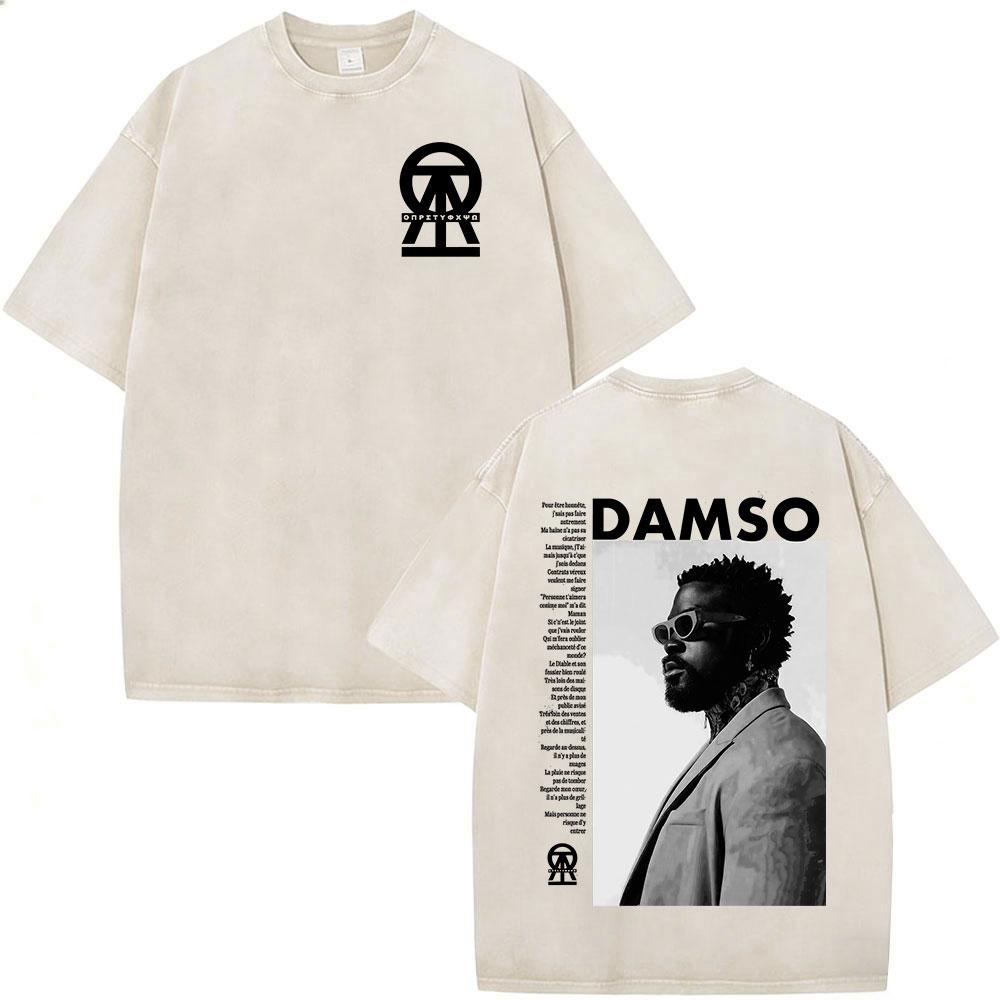 Винтажные стираные футболки рэпера Damso Beyah Tour 2026 Мужская Женская Одежда Повседневная Мода Хип-Хоп Футболки с коротким рукавом Уличная одежда