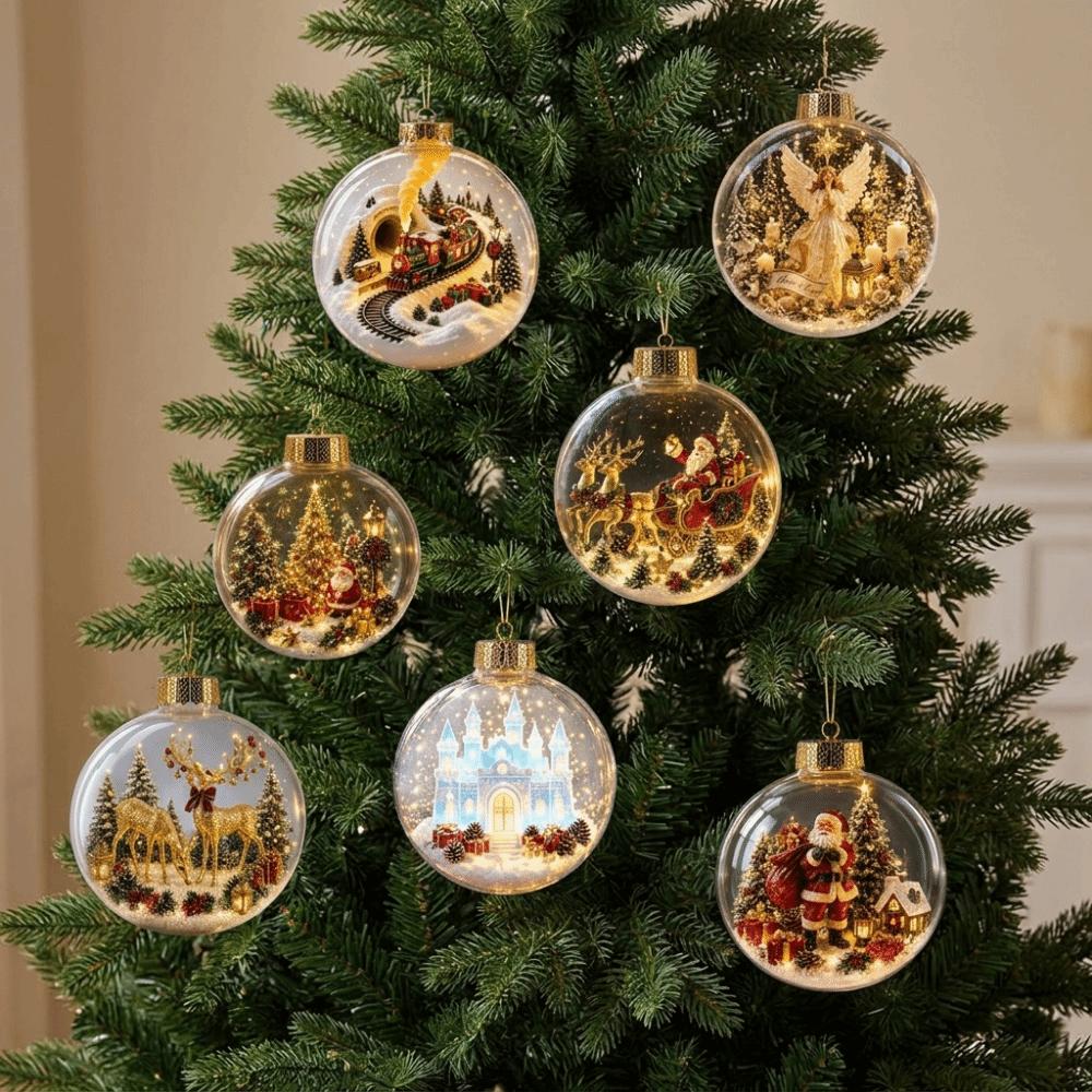 LED Lighted LED Christmas Tree Globe Decor Xmas Snow Globe Ornament  Christmas Tree Decoration