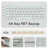 64Key Blank Keycaps, Thick PBT White Keycaps for Game Mechanical Keyboard Minimalistic White Keycap Set