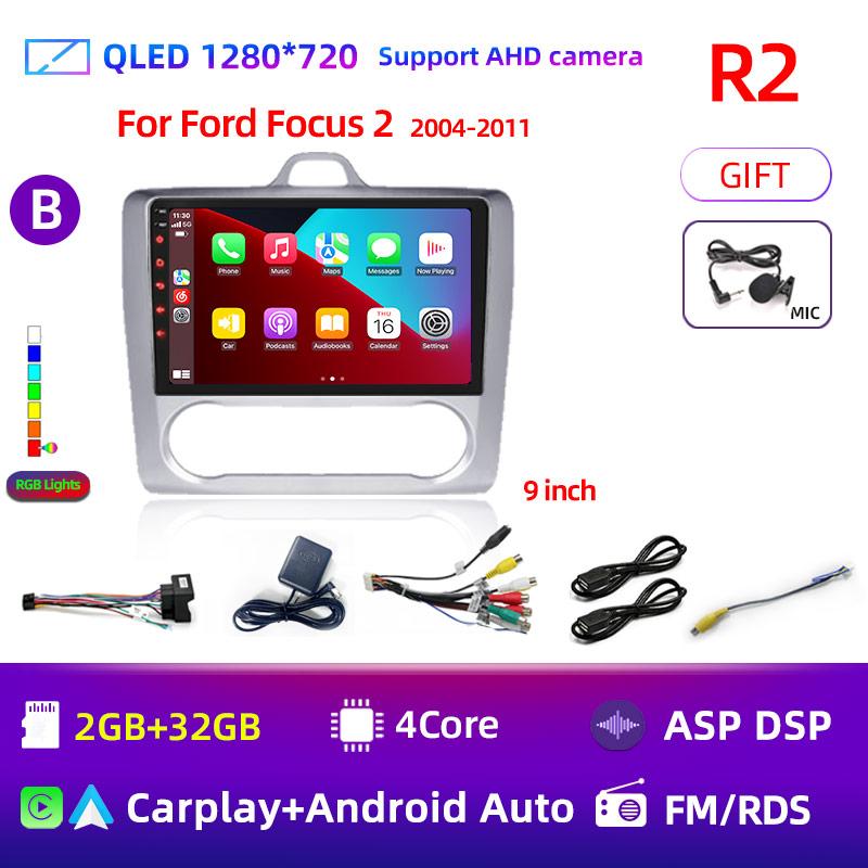 Android 12 Car Radio for Ford Focus 2 3 Mk2 Mk3 2004 2005 - 2011 Multimedia Player Navigation GPS 2Din Carplay Stereo DVD