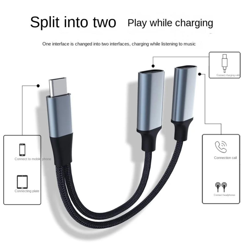 Конвертер 2-в-1 USB C в Aux аудиокабель 2-в-1 USB Type C аудиокабель для телефона/наушников